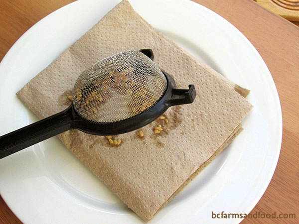 Dump the seeds onto a paper towel and spread them out.