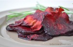 A plate of homemade beet chips.